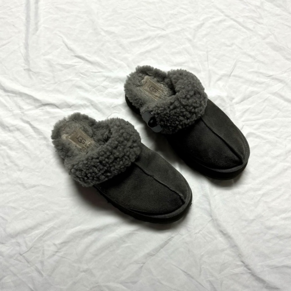 UGG Platform Charcoal Shearling Slippers